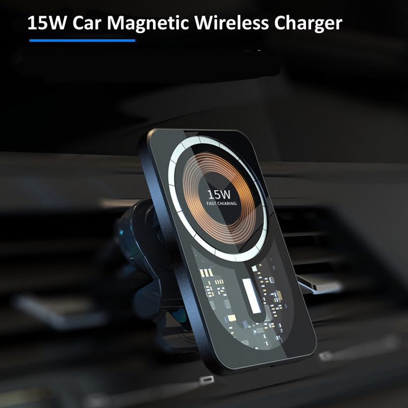 Încărcător fără fir magnetic de mașină 15W pentru iPhone 13 12 Pro Max Încărcare fără fir pentru mașină Suport telefon pentru Tesla HYUNDAI CITROEN