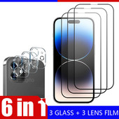 6 u 1 kaljeno staklo za iphone 14 Pro Max Zaštitno staklo za zaslon Full Cover Glass 3D film za objektiv kamere za Apple iphone 14 Plus staklo