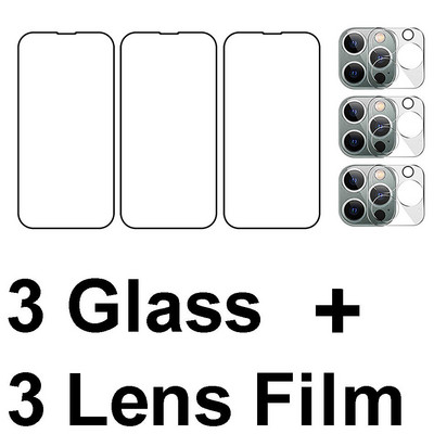 6 u 1 kaljeno staklo za iphone 14 Pro Max Zaštitno staklo za zaslon Full Cover Glass 3D film za objektiv kamere za Apple iphone 14 Plus staklo