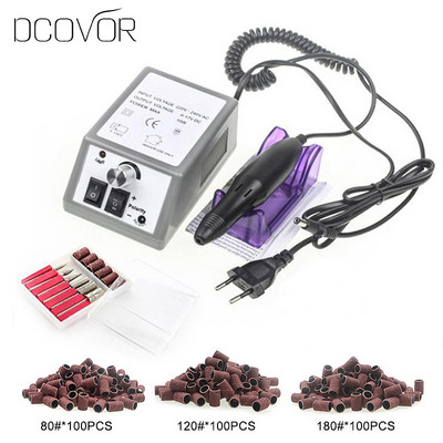 Nail Art Drill Mașină electrică profesională pentru manichiură Pedichiură Set de instrumente pentru stilou + 30 buc burghiu pentru unghii + 100 bucăți benzi de șlefuit
