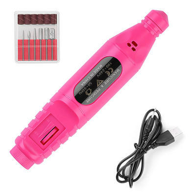 Nail Art Drill Professzionális elektromos gépi manikűr pedikűr toll szerszámkészlet + 30db fúró körömfúró + 100db csiszolószalag
