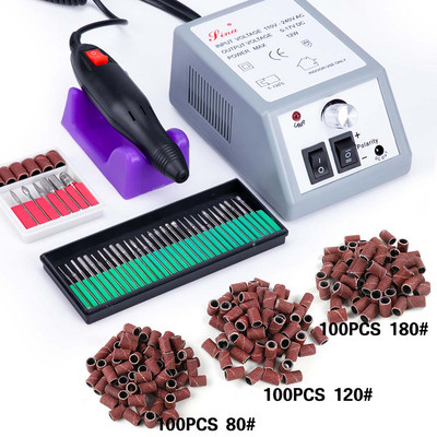 Nail Art Drill Professzionális elektromos gépi manikűr pedikűr toll szerszámkészlet + 30db fúró körömfúró + 100db csiszolószalag