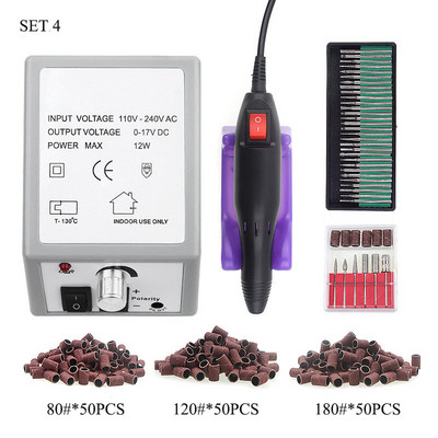 Nail Art Drill Professzionális elektromos gépi manikűr pedikűr toll szerszámkészlet + 30db fúró körömfúró + 100db csiszolószalag