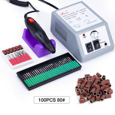 Nail Art Drill Professzionális elektromos gépi manikűr pedikűr toll szerszámkészlet + 30db fúró körömfúró + 100db csiszolószalag