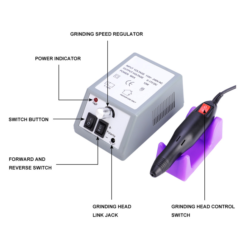Nail Art Drill Professzionális elektromos gépi manikűr pedikűr toll szerszámkészlet + 30db fúró körömfúró + 100db csiszolószalag