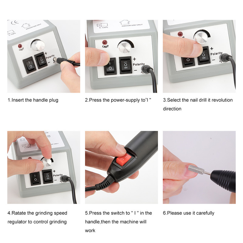 Nail Art Drill Professzionális elektromos gépi manikűr pedikűr toll szerszámkészlet + 30db fúró körömfúró + 100db csiszolószalag