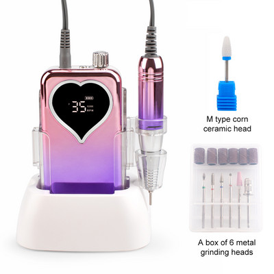 Desktop profesionist portabil, reîncărcabil fără fir, 35000 rpm, fișier E, manichiură, pedichiură, mașină de găurit unghii electric
