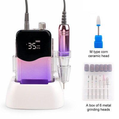 Desktop profesionist portabil, reîncărcabil fără fir, 35000 rpm, fișier E, manichiură, pedichiură, mașină de găurit unghii electric