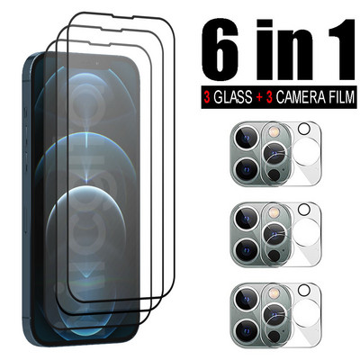 6 в 1 закалено стъкло за iphone 13 Pro Max протектор на екрана Full Cover Glass 3D филм за обектива на камерата за Apple iphone 13 mini Glass