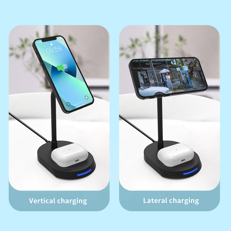 30 W magnētiskais bezvadu lādētāja statīva paliktnis Macsafe iPhone 12 13 Pro Max Mini Airpods indukcijas ātrās uzlādes dokstacijām