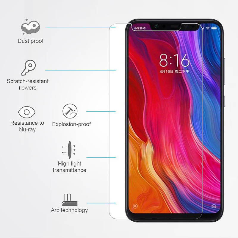 Προστασία οθόνης Full Tempered Glass για Xiaomi Mi 8 Security Glass Protection για Smartphone