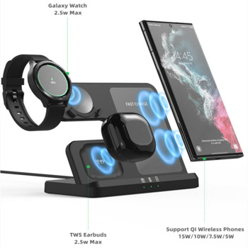 Φορτιστής 3 σε 1 για Samsung Galaxy Watch και Buds/τηλέφωνα Ασύρματος σταθμός φόρτισης για Watch 4/3 Active 2 Galaxy S22/S21/Note 20