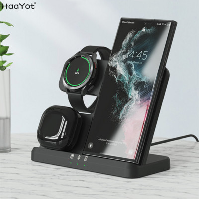 Зарядно 3 в 1 за Samsung Galaxy Watch и Buds/Phones Безжична зарядна станция за Watch 4/3 Active 2 Galaxy S22/S21/Note 20