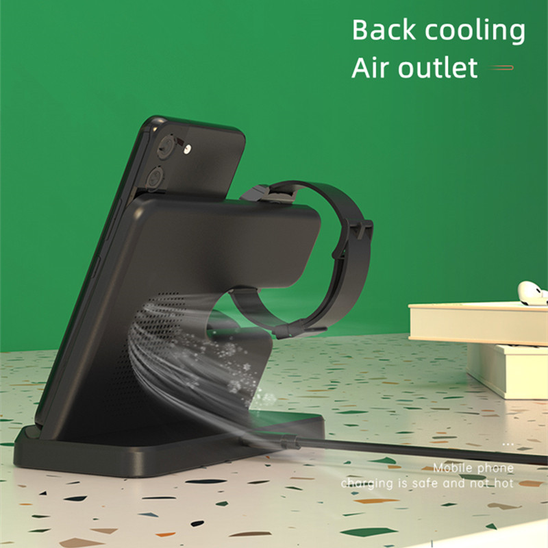 Trīs vienā lādētājs Samsung Galaxy Watch un Buds/Phones bezvadu uzlādes stacija pulkstenim 4/3 Active 2 Galaxy S22/S21/Note 20