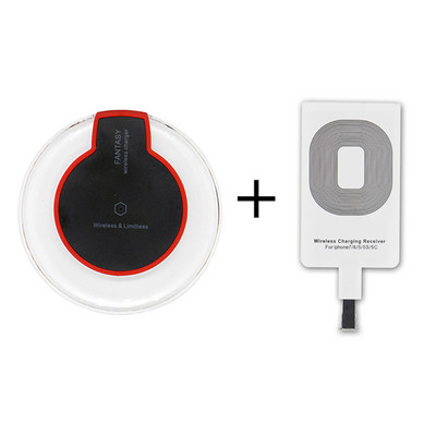Qi Wireless Chargeing Transmitter+ Qi Receiver for Apple iPhone 4 5 5S SE 6 6S Wireless Charger Pad Kit for iPhone 7 7 Plus 8