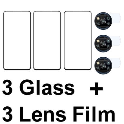 6 σε 1 Tempered Glass For Poco X3 NFC X3 Pro X3 GT X2 Screen Protector Full Cover Γυάλινη μεμβράνη φακού κάμερας για Poco X3 Pro Glass