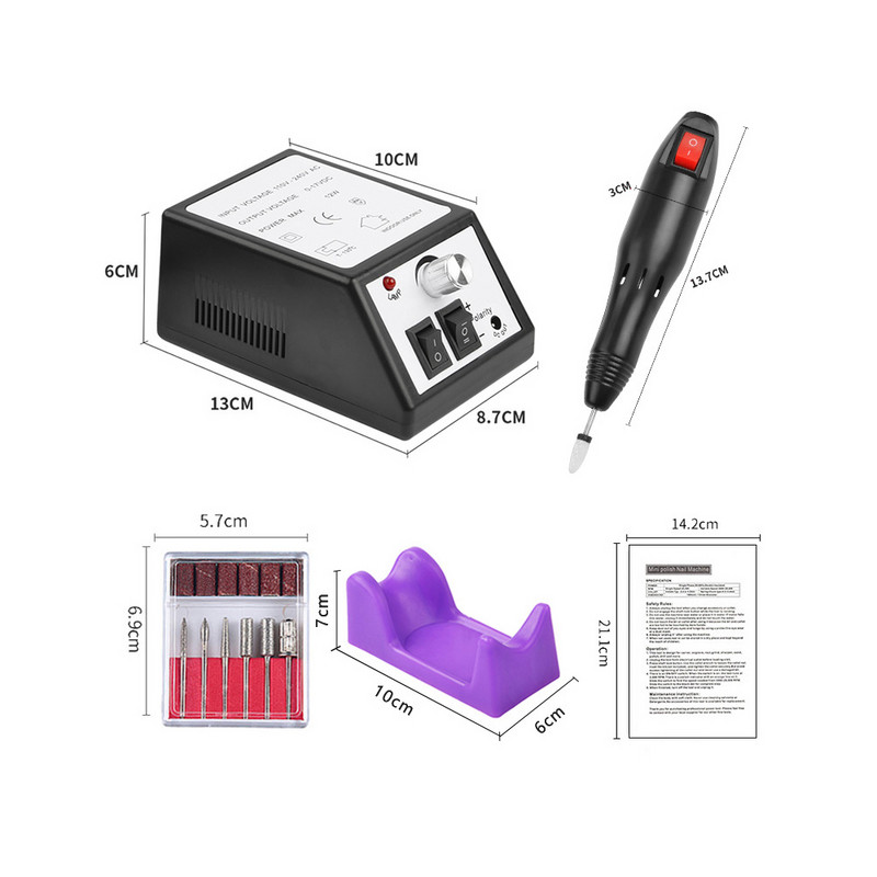 Mașină electrică de găurit unghii profesională de 35000/20000 rpm cu set de freza pentru manichiură unghii și unghii de la picioare pentru îndepărtarea lacului cu gel