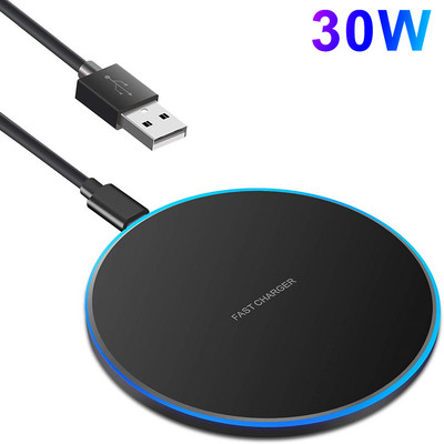 Γρήγορη βάση ασύρματης φόρτισης 30W για Samsung S22 S21 Note 20 10 Type C Επαγωγική βάση φόρτισης για iPhone 14 13 12 11 Pro XS XR X 8