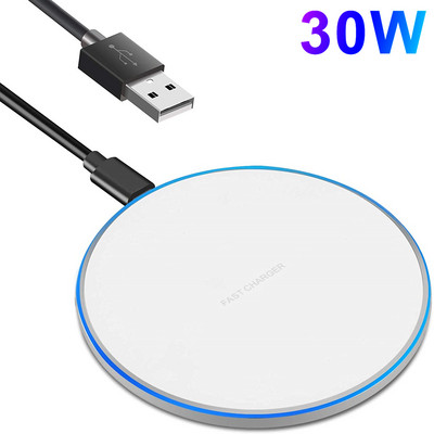 Γρήγορη βάση ασύρματης φόρτισης 30W για Samsung S22 S21 Note 20 10 Type C Επαγωγική βάση φόρτισης για iPhone 14 13 12 11 Pro XS XR X 8