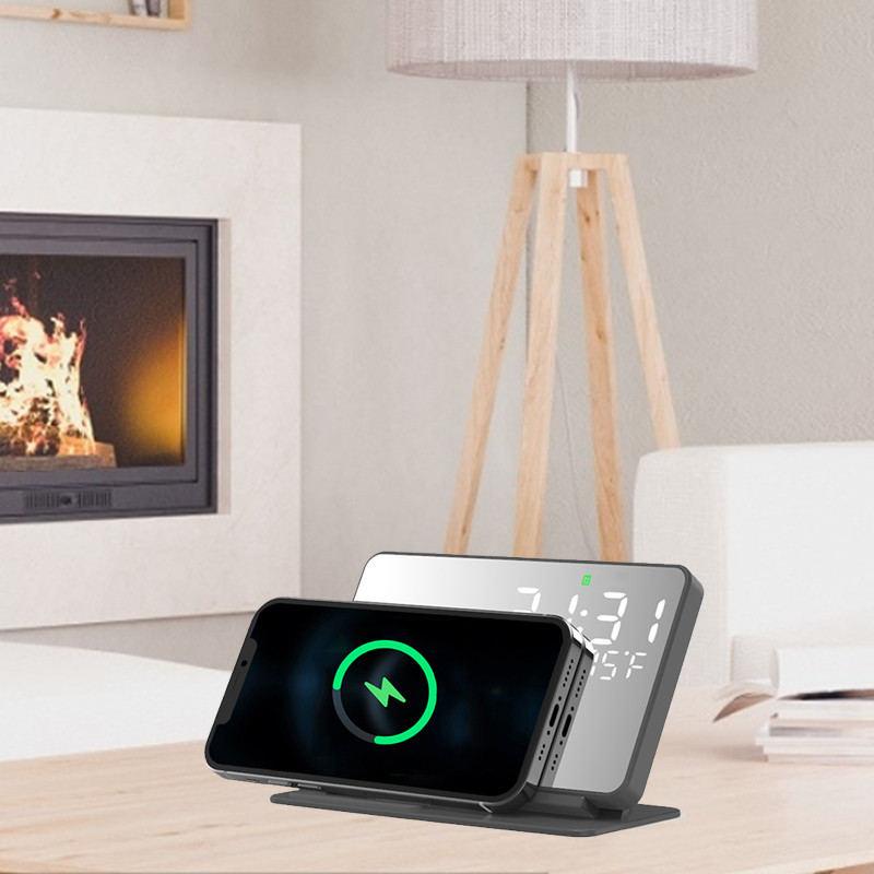 3 u 1 bežični punjač za iPhone 14 13 12 Pro Max 11 XS 15W brzo punjenje Dock Station stolna LED digitalna budilica