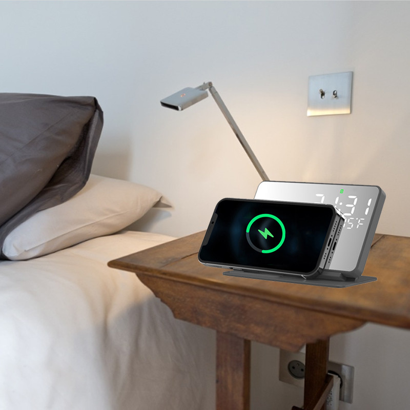 3 u 1 bežični punjač za iPhone 14 13 12 Pro Max 11 XS 15W brzo punjenje Dock Station stolna LED digitalna budilica