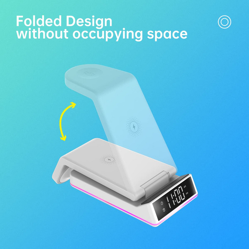 Încărcător rapid fără fir 15W pentru iPhone 13 12 Pro Max Mini 11 Apple Watch 3 în 1 Stație de andocare pliabilă de încărcare pentru Airpods Pro