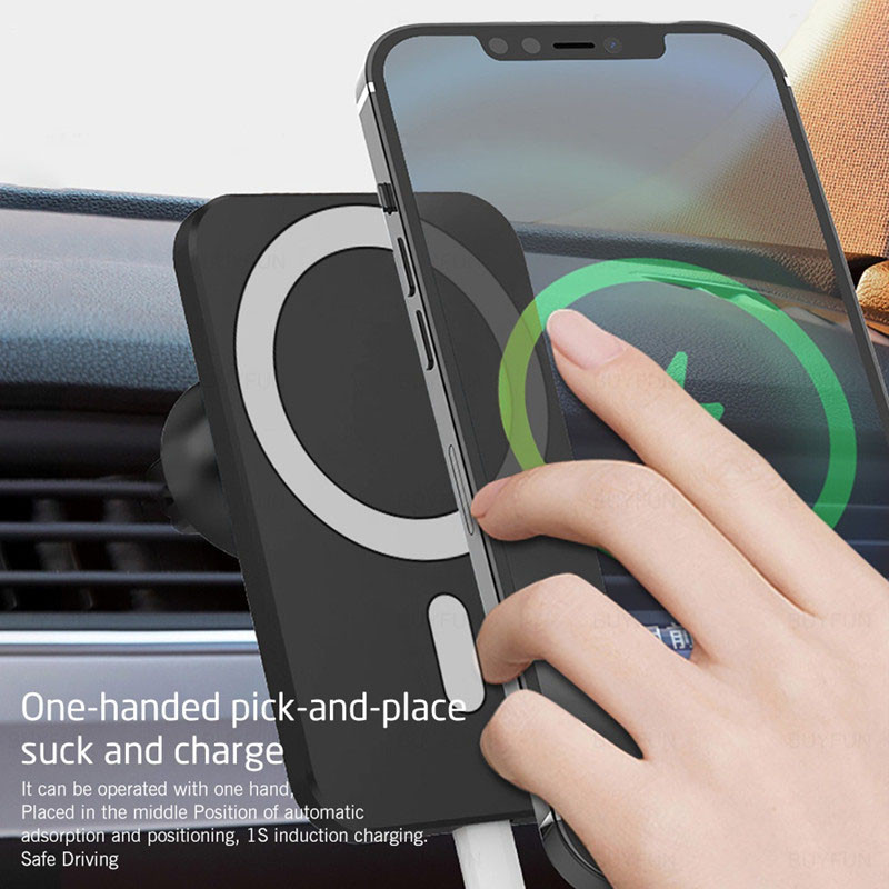 Încărcător fără fir Qi magnetic de 15W Suport pentru telefon auto pentru iPhone 13 12 Pro Max X Samsung Huawei Mag Încărcare rapidă Sigur Suport auto