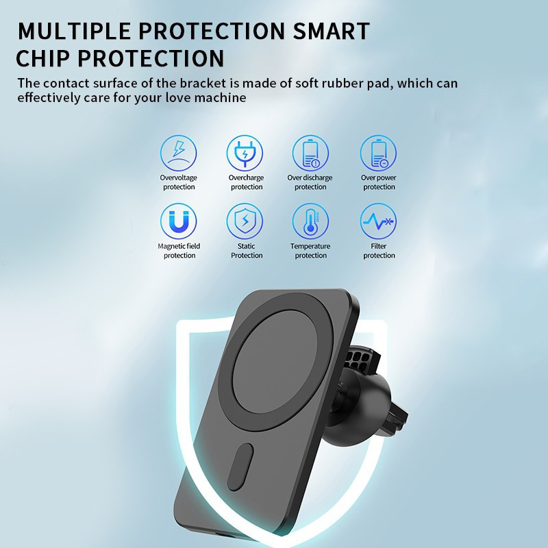 Încărcător fără fir Qi magnetic de 15W Suport pentru telefon auto pentru iPhone 13 12 Pro Max X Samsung Huawei Mag Încărcare rapidă Sigur Suport auto