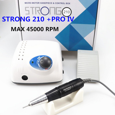45K New Arrival Strong 210 Control Box PRO Наконечник 65W 45000 Rpm Свредла за нокти Машина за маникюр Педикюр Електрическа пила за нокти K