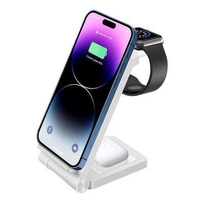 Stație de încărcare fără fir 4 în 1 pentru Apple Watch 8 7 6 Dock de încărcare Airpods Pro, încărcător rapid de 15W pentru iPhone 14 13 12 11 X XR XS