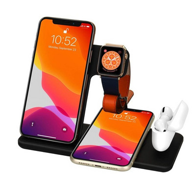 Stație de încărcare fără fir 4 în 1 pentru Apple Watch 8 7 6 Dock de încărcare Airpods Pro, încărcător rapid de 15W pentru iPhone 14 13 12 11 X XR XS