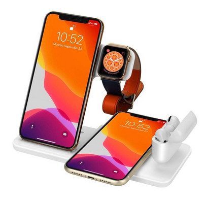 Stație de încărcare fără fir 4 în 1 pentru Apple Watch 8 7 6 Dock de încărcare Airpods Pro, încărcător rapid de 15W pentru iPhone 14 13 12 11 X XR XS