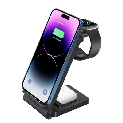 Stație de încărcare fără fir 4 în 1 pentru Apple Watch 8 7 6 Dock de încărcare Airpods Pro, încărcător rapid de 15W pentru iPhone 14 13 12 11 X XR XS