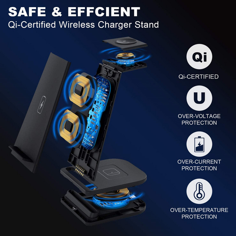 4-ühes juhtmevaba laadijajaam Apple Watchi 8 7 6 Airpods Pro laadimisdoki jaoks 15 W kiirlaadija iPhone 14 13 12 11 X XR XS jaoks