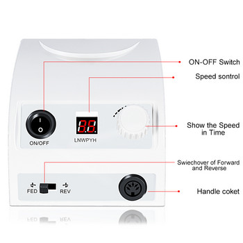 Τρυπάνι νυχιών νέας σχεδίασης 35000 RPM/20000 RPM Ηλεκτρική λίμα νυχιών HD Display Μηχάνημα μανίκιρας μετάλλων για εξοπλισμό τέχνης νυχιών Τριβείο νυχιών