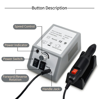 Ηλεκτρικό τρυπάνι νυχιών 12W 20000RPM Επαγγελματικά σετ φρέζας για Εργαλεία πεντικιούρ αφαίρεσης επιδερμίδας με τζελ μανικιούρ