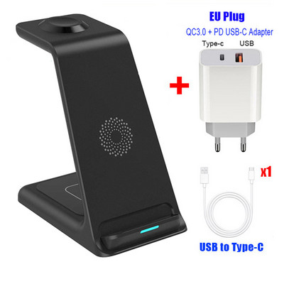 3 u 1 stalak za bežični punjač za iPhone 14 13 12 11 XS XR 8 Apple Watch Dock Station za brzo punjenje za Airpods Pro iWatch 7 6 5