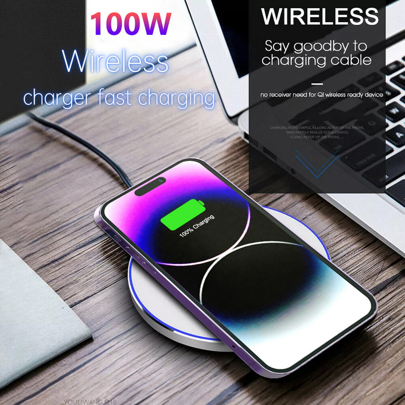 100 W ātrs bezvadu lādētājs tālrunim iPhone 14 13 12 11 Pro Max Samsung S22 S21 S20 S10 S9 S8 9. piezīme 8. uzlādes ātrais adapteris