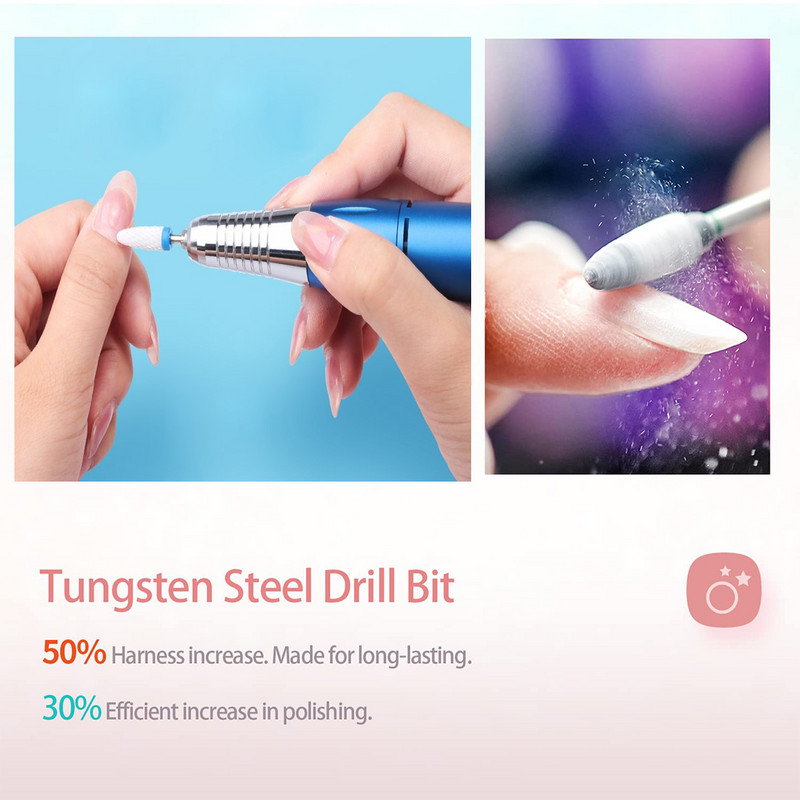 Nešiojamas elektrinis nagų gręžtuvas akriliniams nagams 35000 RPM nagų dildė Manikiūras Pedikiūras Nagų dailės įranga Nagų salono įrankis