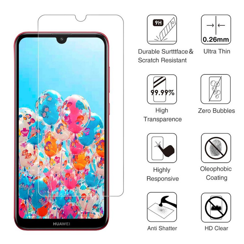 Pilna rūdīta stikla ekrāna aizsargs Huawei Y7 2019 viedtālruņa drošības stikla aizsardzībai