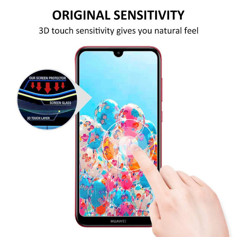 Pilna rūdīta stikla ekrāna aizsargs Huawei Y7 2019 viedtālruņa drošības stikla aizsardzībai