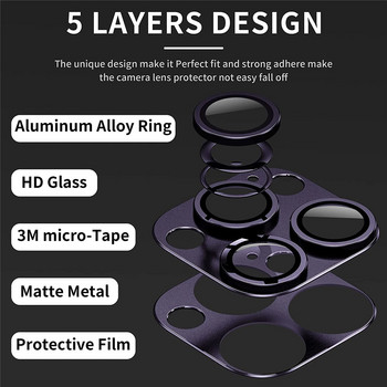 Метален протектор на обектива на камерата Стъкло за iPhone 14 13 Pro Max 13 Мини задна капачка на обектива на iPhone 14 Plus Защитни калъфи с пълно покритие