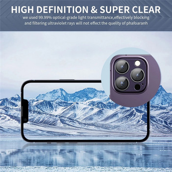 Метален протектор на обектива на камерата Стъкло за iPhone 14 13 Pro Max 13 Мини задна капачка на обектива на iPhone 14 Plus Защитни калъфи с пълно покритие