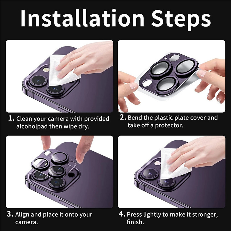 Fotoaparato objektyvo metalinis apsauginis stiklas, skirtas iPhone 14 13 Pro Max 13 Mini galinis objektyvo dangtelis iPhone 14 Plus viso dangčio apsauginiuose dėkluose
