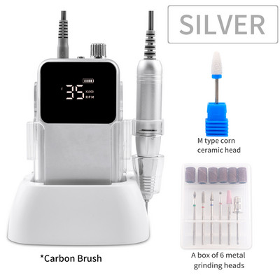 SIMINAIL stačiakampis nagų gręžtuvas įkraunamas darbastalio pagrindas 35000RPM manikiūras elektrinis aparatas nagų dildė pedikiūras belaidis gręžimas