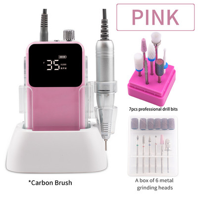 SIMINAIL stačiakampis nagų gręžtuvas įkraunamas darbastalio pagrindas 35000RPM manikiūras elektrinis aparatas nagų dildė pedikiūras belaidis gręžimas