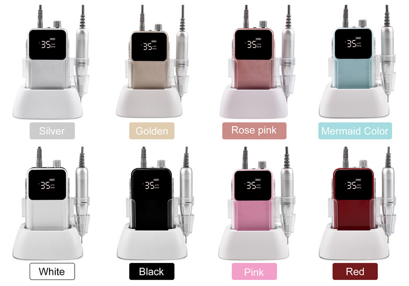 SIMINAIL stačiakampis nagų gręžtuvas įkraunamas darbastalio pagrindas 35000RPM manikiūras elektrinis aparatas nagų dildė pedikiūras belaidis gręžimas