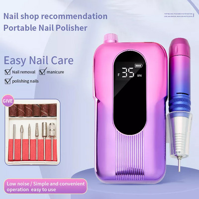 Nagų gręžimo staklės 35000 RPM belaidis elektrinis nagų lako valiklis Mini nagų dildės gręžimo mašina su LED ekranu Naudojimas namuose ir salone