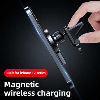 Mini Magnetic Wireless Charger Stand Βάση αεραγωγού για IPhone 12 13 pro 15W Fast Charging Συμβατό με Magsafe Case