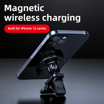 Mini Magnetic Wireless Charger Stand Βάση αεραγωγού για IPhone 12 13 pro 15W Fast Charging Συμβατό με Magsafe Case